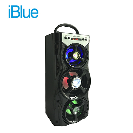 PARLANTE IBLUE BLUETOOTH ILUMINADO USB/MICRO SD/FM 10W-800MAH BLACK (PN MS-220BTBK)